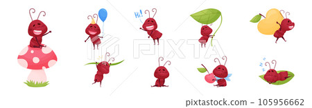 Cute Little Ant Baby Doing Various Activities Vector Set Cute Little Ant Baby Doing Various Activities Vector Set 105956662