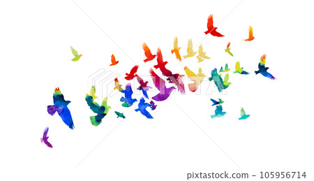 A flock of colored birds. Vector illustration 105956714