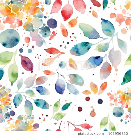 Leaves colored watercolor seamless pattern. Vector illustration Leaves colored watercolor seamless pattern. Vector illustration 105956830
