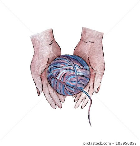 Balls of yarn for knitting. High quality watercolor illustration 105956852