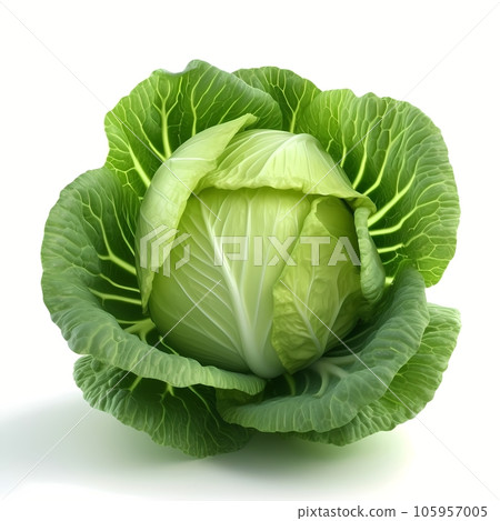 Ripe cabbage isolated on white background. Generative AI Ripe cabbage isolated on white background. Generative AI 105957005