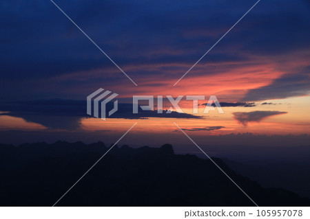 Colorful evening sky over Mount Stockhorn. Colorful evening sky over Mount Stockhorn. 105957078