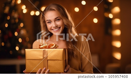 Girl with gift box 105957408