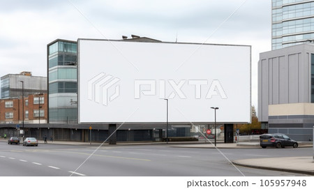 White billboard on a building White billboard on a building 105957948