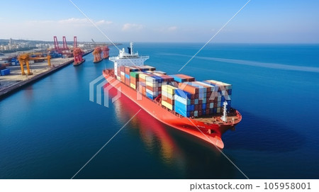 Transport sea vessel is loaded with containers 105958001