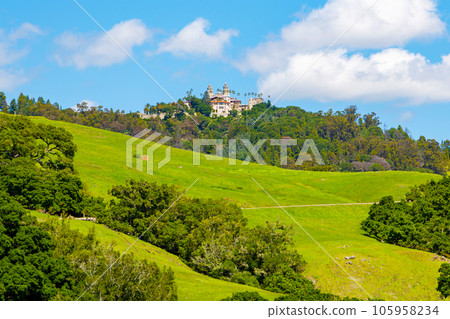 Panoramic bottom up view of Hearst Castle Panoramic bottom up view of Hearst Castle 105958234