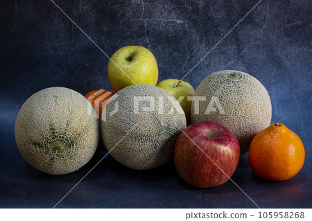 Various fruits on concrete pattern background Various fruits on concrete pattern background 105958268