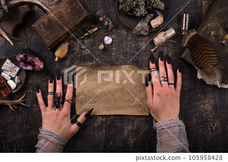 Esoteric magical background with runes. 105958428