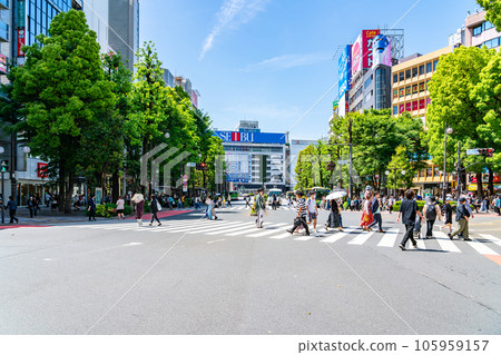 [Tokyo] The intersection of Ikebukuro where the fresh green of the street trees is beautiful 105959157