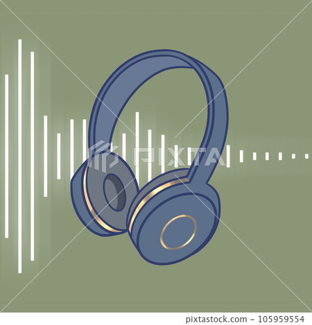 Image illustration of headphones and audio waveform Image illustration of headphones and audio waveform 105959554