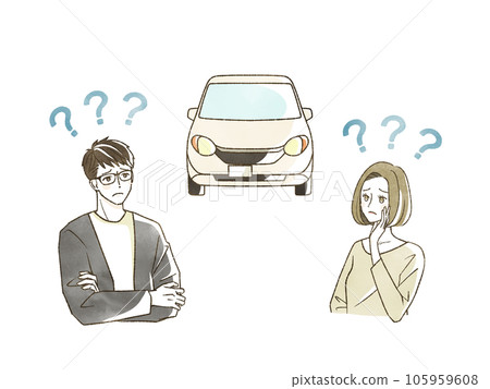 Men and women who are worried about cars 105959608