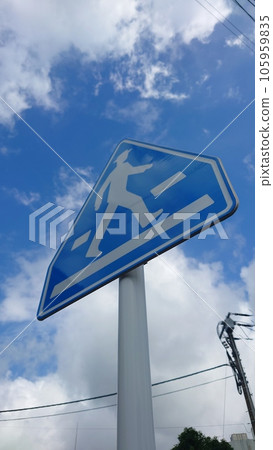 road sign and blue sky road sign and blue sky 105959835