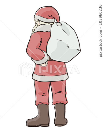 聖誕老人水彩風格矢量的後視圖 聖誕老人水彩風格矢量的後視圖 105960236