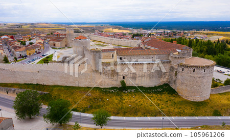 Aerial view of Cuellar Castle in Segovia Province, Leon, Spain Aerial view of Cuellar Castle in Segovia Province, Leon, Spain 105961206