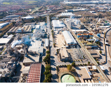 Aerial view of chemical factory Aerial view of chemical factory 105961276
