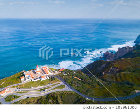 View of the Atlantic Ocean from Cape Roca - most westerly point of the Eurasian continent, View of the Atlantic Ocean from Cape Roca - most westerly point of the Eurasian continent, 105961306