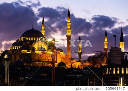 Suleymaniye Mosque in Fatih district of Istanbul at twilight, Turkey 105961347