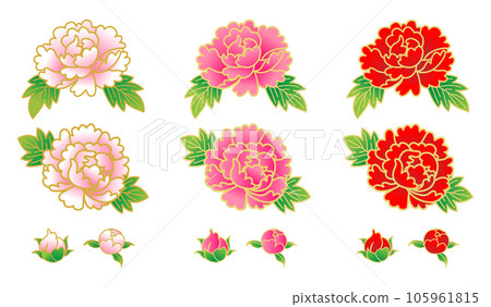 牡丹花蕾三色套裝 105961815