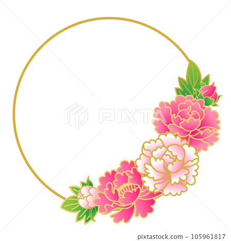 牡丹花圓形框架 105961817