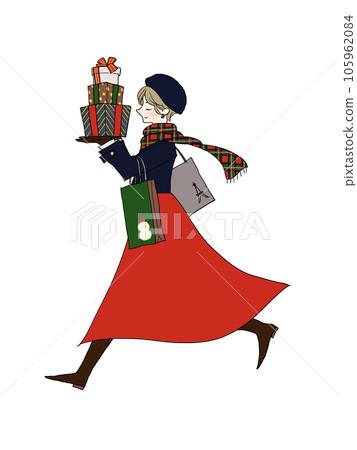 A woman holding a present A woman holding a present 105962084