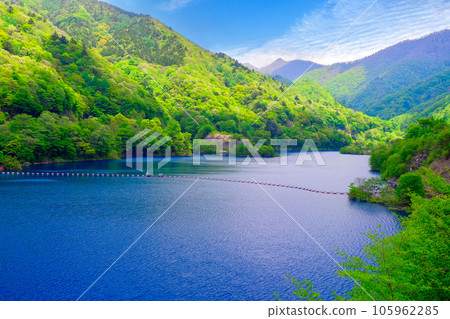 Fresh green of Shimagawa Dam and Mt. Inabane Fresh green of Shimagawa Dam and Mt. Inabane 105962285