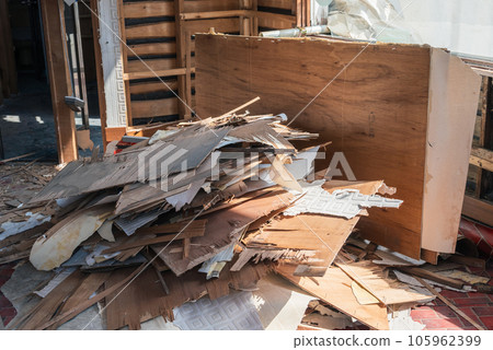 Dismantling the interior of a wooden store and using recycled wood Dismantling the interior of a wooden store and using recycled wood 105962399