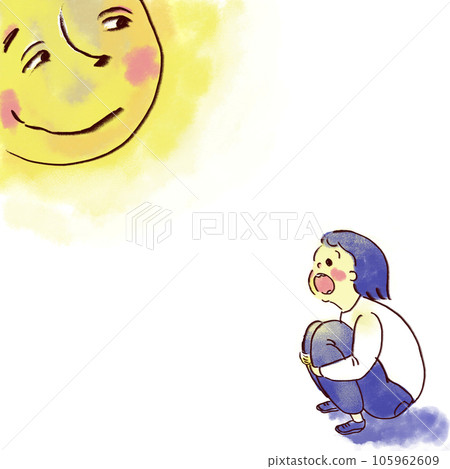 孩子對著大月亮說話 105962609