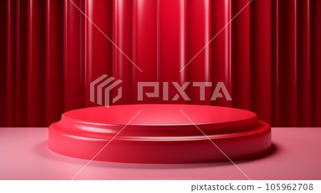 Red Slime Abstract Minimalistic Product Podium. The Scene for Product Presentation. 3D Room with Geometric Platform Stage Pedestal. Ai Generated Podium Mockup for a Product advertisement. 105962708