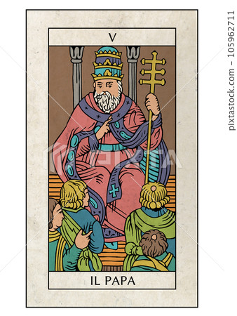 馬賽塔羅牌 5 大阿爾克那教皇 105962711