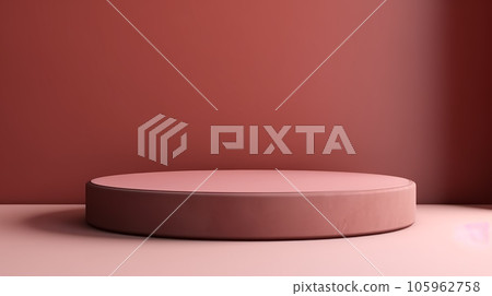 Nylon Abstract Minimalistic Product Podium. The Scene for Product Presentation. 3D Room with Geometric Platform Stage Pedestal. Ai Generated Podium Mockup for a Product advertisement. 105962758