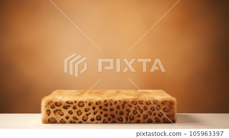 Leopard Fur Abstract Minimalistic Product Podium. The Scene for Product Presentation. 3D Room with Geometric Platform Stage Pedestal. Ai Generated Podium Mockup for a Product advertisement. 105963397