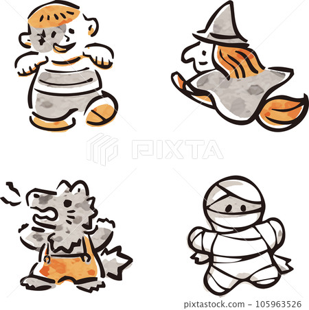 Icon treatment hand-drawn Halloween decoration cute loose simple illustration material set 105963526
