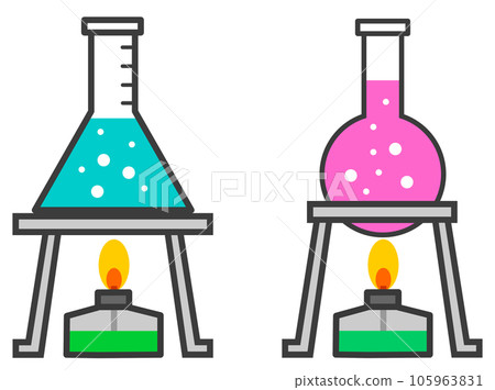 加熱玻璃燒瓶中液體的科學實驗插圖 105963831