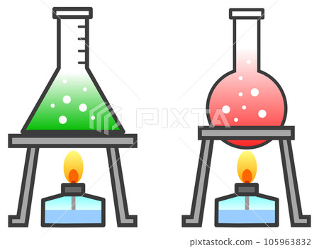 Illustration of a Science Experiment Heating a Liquid in a Glass Flask 105963832