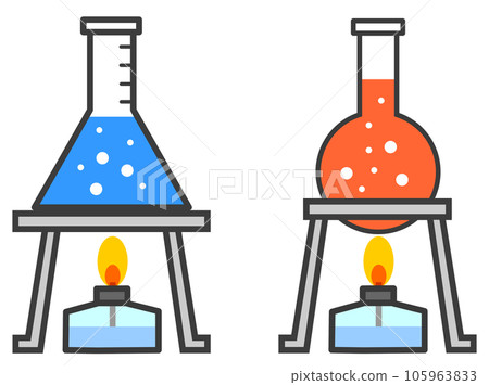 Illustration of a Science Experiment Heating a Liquid in a Glass Flask Illustration of a Science Experiment Heating a Liquid in a Glass Flask 105963833