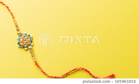 Raksha Bandhan, Indian festival made from beautiful Rakhi. A traditional Indian wrist band which is a symbol of love between Sisters and Brothers Raksha Bandhan, Indian festival made from beautiful Rakhi. A traditional Indian wrist band which is a symbol of love between Sisters and Brothers 105963858