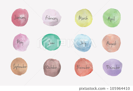 12 months title watercolor background set 105964410