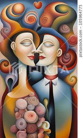 Happy couple digital painting surrealism art Happy couple digital painting surrealism art 105964775