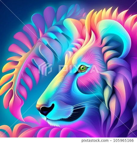 Poster of glowing lion head Poster of glowing lion head 105965166