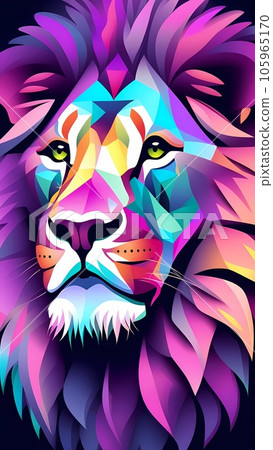 Poster of glowing lion head Poster of glowing lion head 105965170