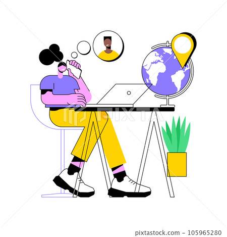 Contact travel agent isolated cartoon vector illustrations. Smiling tour agent has call from client, planning vacation with tour agency, all inclusive travel, holidays vector cartoon. 105965280