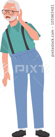Senior Ear Health Issues. Ear Problem in Older Age concept. Elderly man with Hearing Loss. 105965481