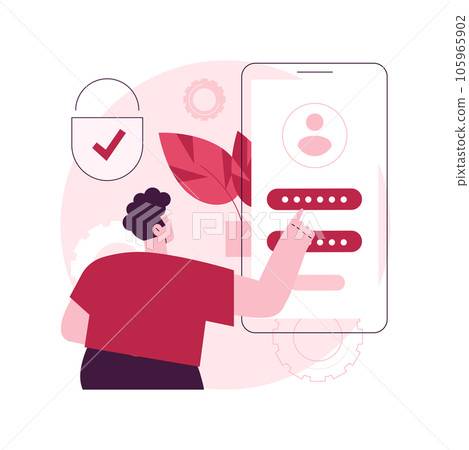 Sign in page abstract concept vector illustration. Enter application, mobile screen, user login form, website page interface, UI, new profile registration, email account abstract metaphor. 105965902