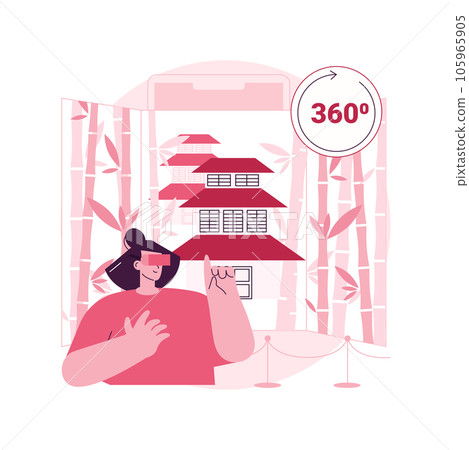 Virtual tour abstract concept vector illustration. Web 3d tours, 360 virtual reality walk, software development, online experience, distance visit, art museum collection abstract metaphor. Virtual tour abstract concept vector illustration. Web 3d tours, 360 virtual reality walk, software development, online experience, distance visit, art museum collection abstract metaphor. 105965905