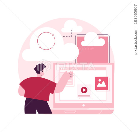 Cloud connection abstract concept vector illustration. Connectivity method, remote central storage, online data transfer, database connection, internet, secure cloud service abstract metaphor. 105965907