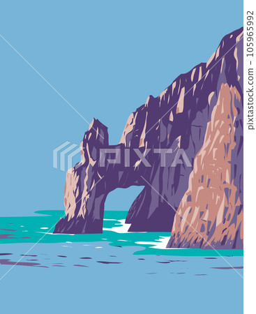 El Arco or the Arch of Cabo San Lucas in Mexico WPA Art Deco Poster 105965992