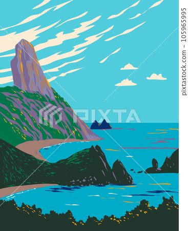 Do Meio and Conceicao beaches in Fernando de Noronha Pernambuco Brazil WPA Art Deco Poster Do Meio and Conceicao beaches in Fernando de Noronha Pernambuco Brazil WPA Art Deco Poster 105965995
