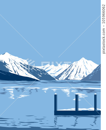 Lake McDonald in Winter in Glacier National Park Montana USA WPA Art Poster Lake McDonald in Winter in Glacier National Park Montana USA WPA Art Poster 105966062