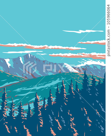 Lone Mountain in Lee Metcalf Wilderness Montana USA WPA Art Poster Lone Mountain in Lee Metcalf Wilderness Montana USA WPA Art Poster 105966064
