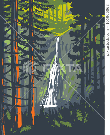 Marymere Falls in Olympic National Park Washington State WPA Poster Art Marymere Falls in Olympic National Park Washington State WPA Poster Art 105966068